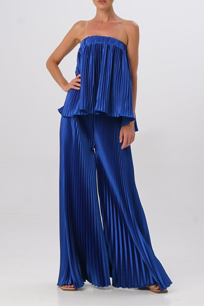 anyfreebie™-Elegant Solid Pleated Strapless Sleeveless Two Pieces