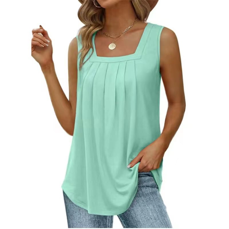 ✨Womens Cute Tank Tops Loose Fit Causal Summer U Neck Sleeveless Soft Womenswear👚