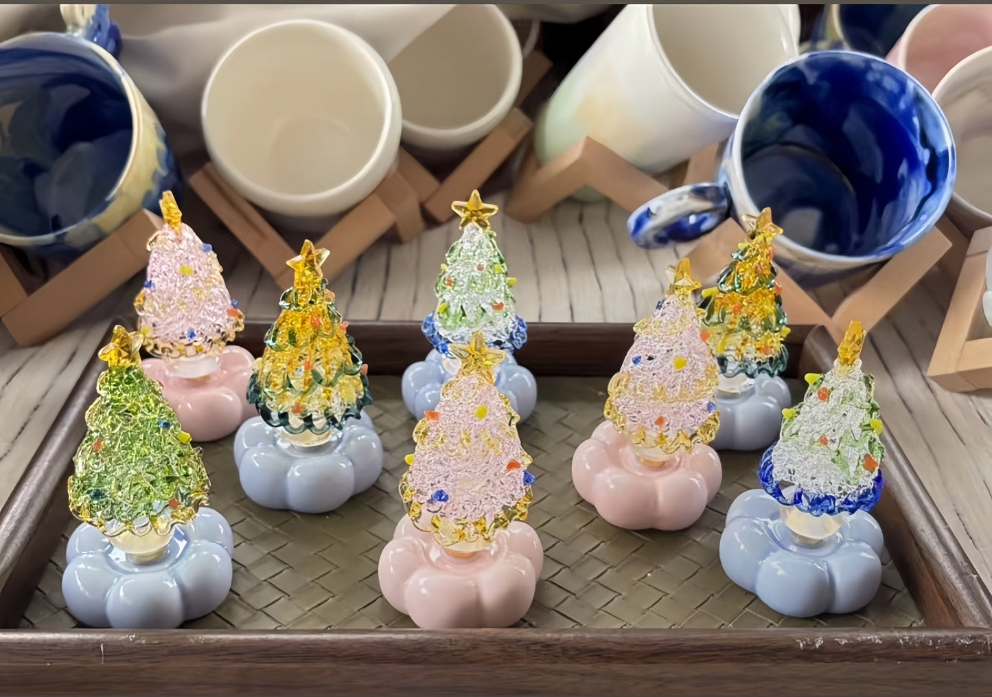 🎅Handmade Glass & Ceramic Rotatable Christmas Tree Ornament 🎄