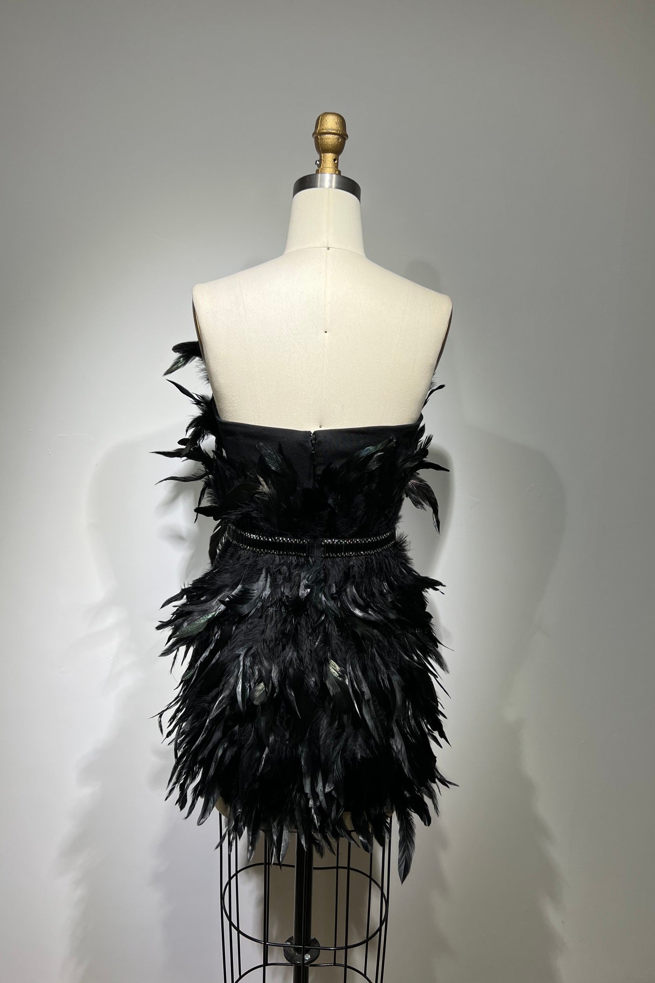 anyfreebie™-Short black feather tube top dress-vx