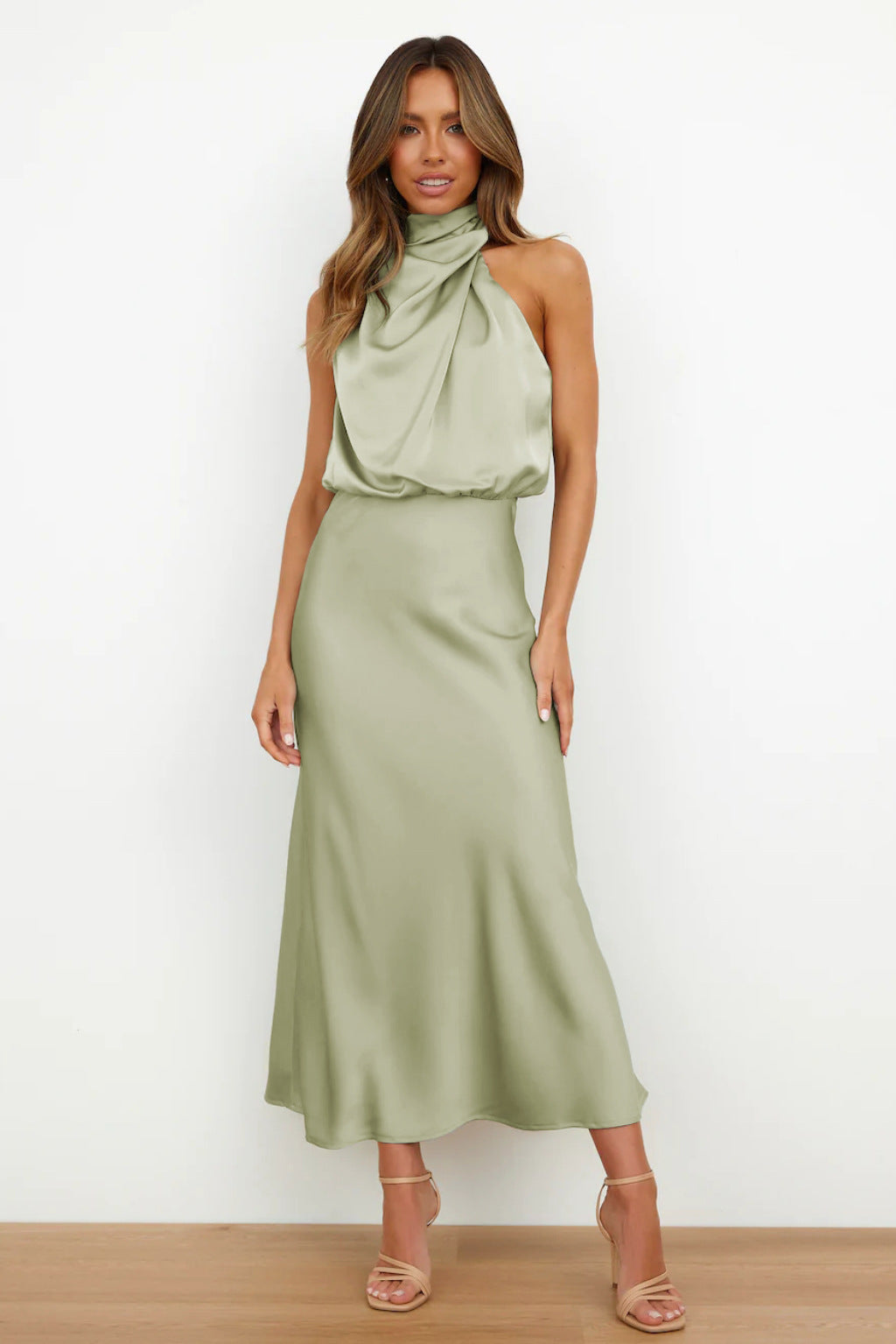 anyfreebie™-Stylish and elegant satin sleeveless dress