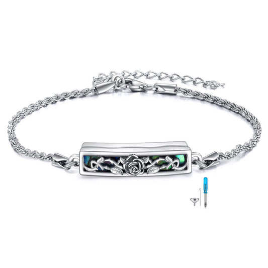 Urn Bracelet for Ashes 925 Sterling Silver Abalone Shell Hummingbird Dragonfly Butterfly Cremation Jewelry for Ashes Keepsake