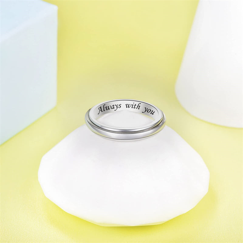 Sterling Silver Spinner Ring Fidget Anxiety Worry Relieving Boredom ADHD Autism Band Rings for Women Men